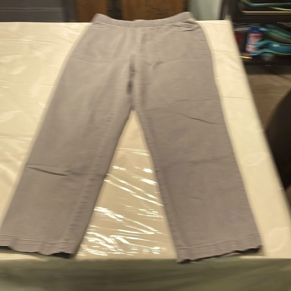 Woman Within gray denim slacks. 18W